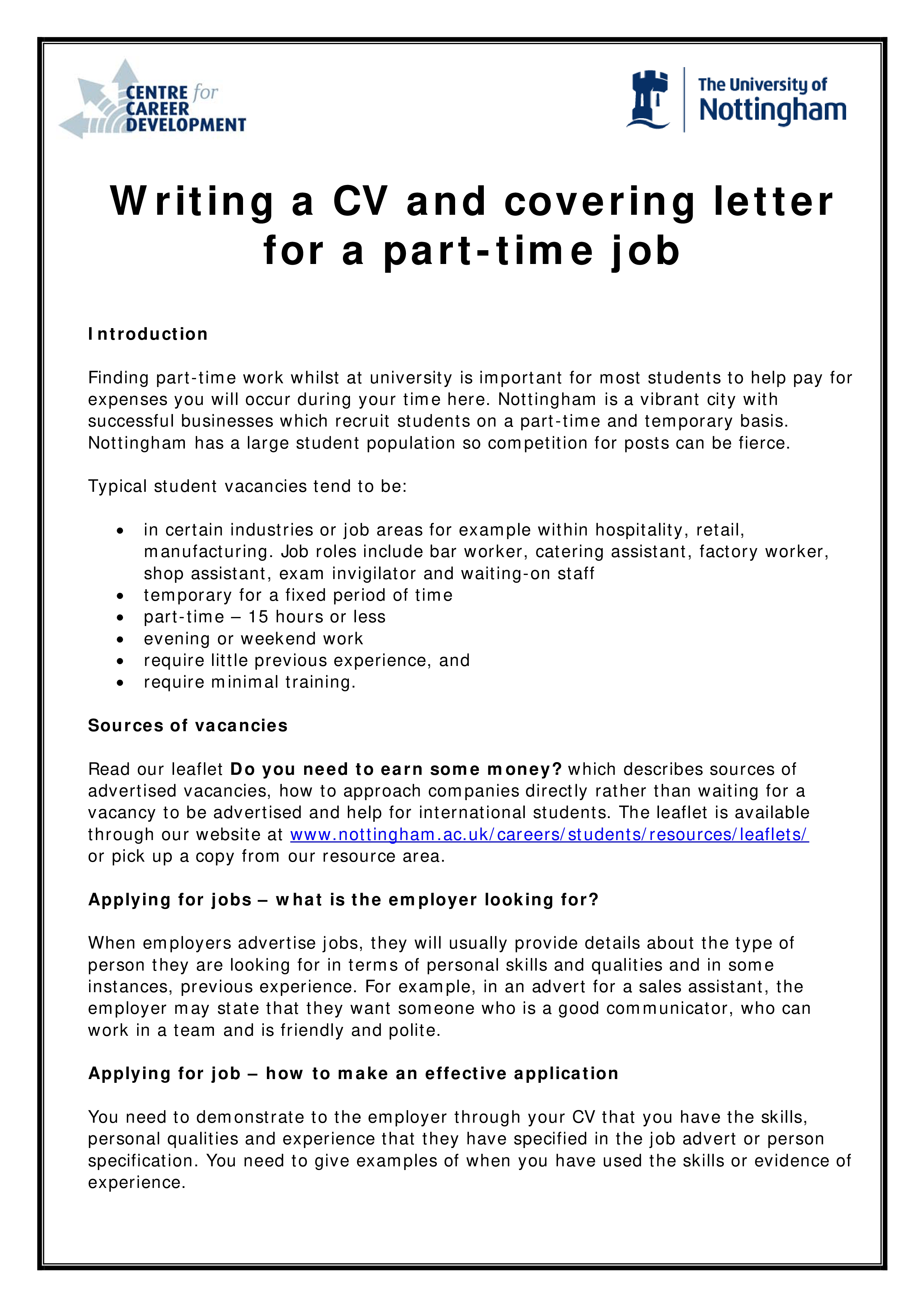 Engineering Student Part Time Job Cover Letter Templates