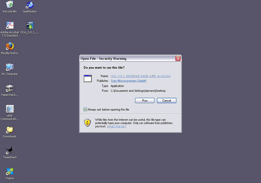 Install OpenOffice 3.0.1 on Windows XP