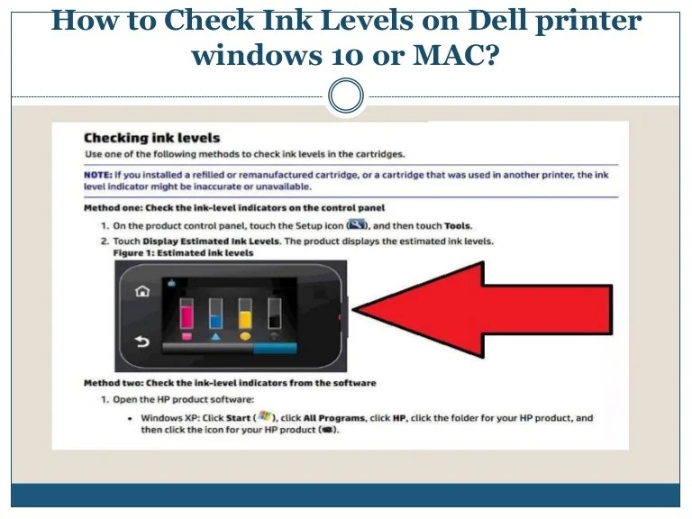 How to check ink levels on dell printer windows 10 or mac?