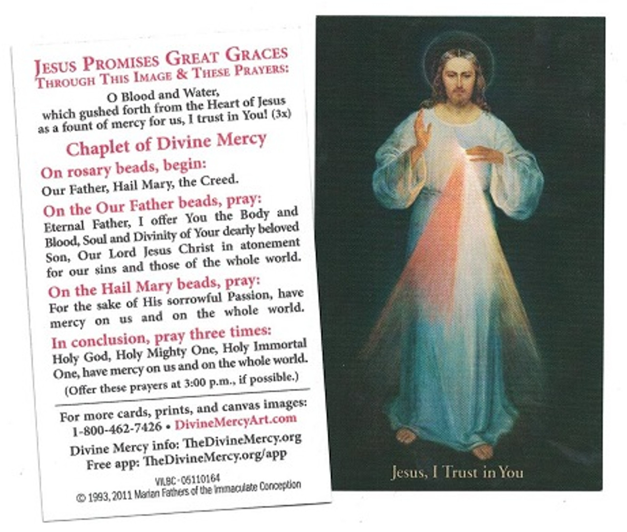 nexpensive Divine Mercy Prayer Cards with Chaplet of