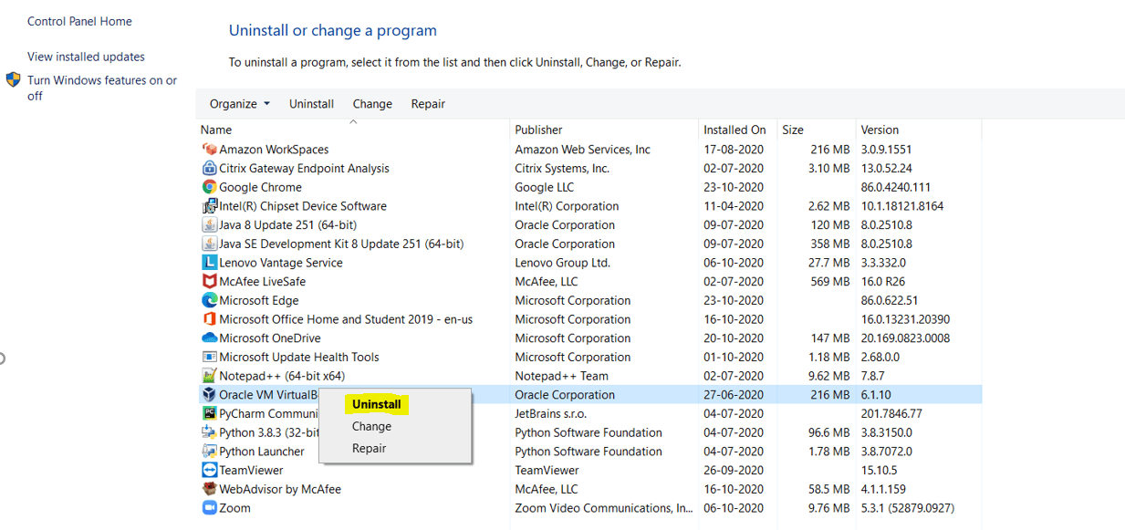 [Uninstall]How to completely remove Oracle VM Virtual Box