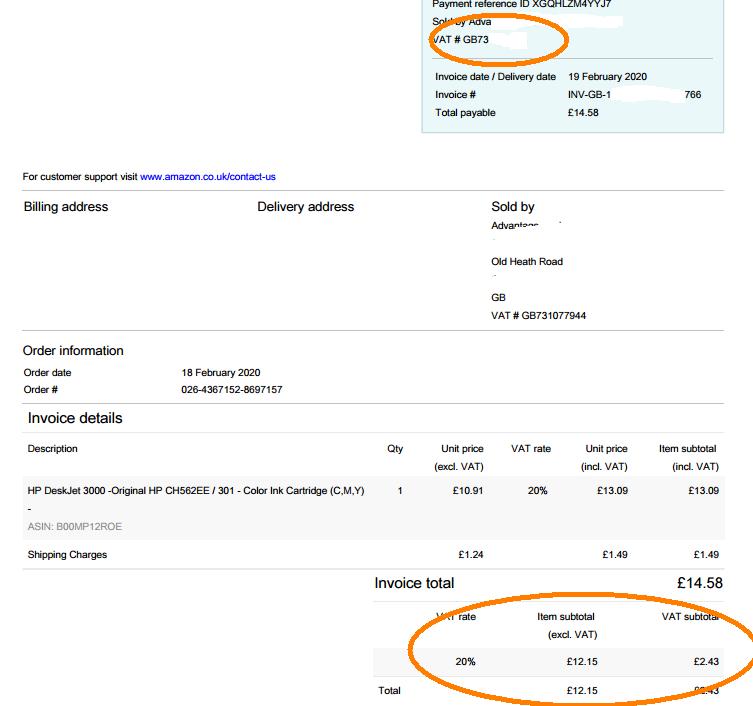 Uploading VAT invoices for non VAT registered sellers