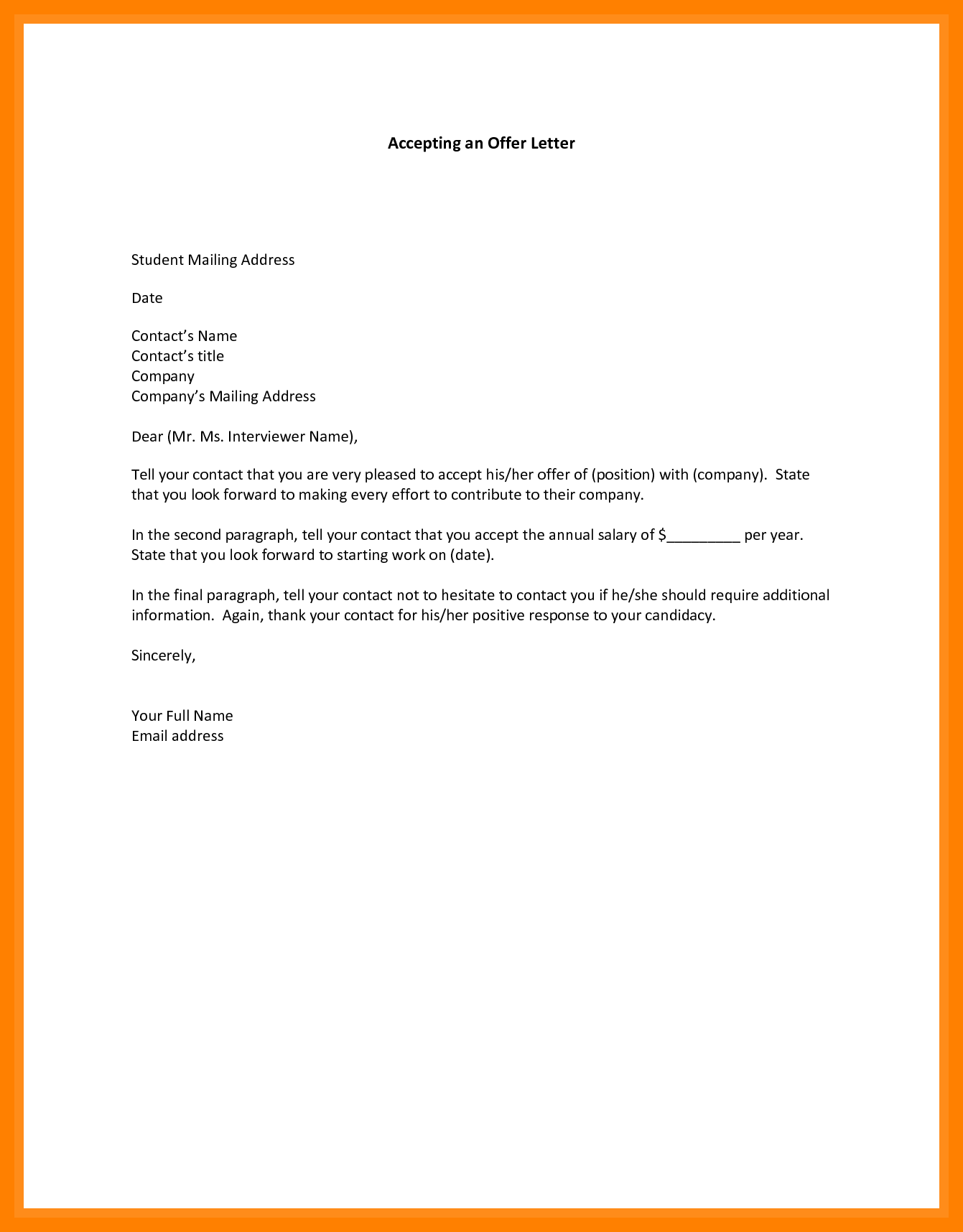 How To Respond To A Job Offer Sample