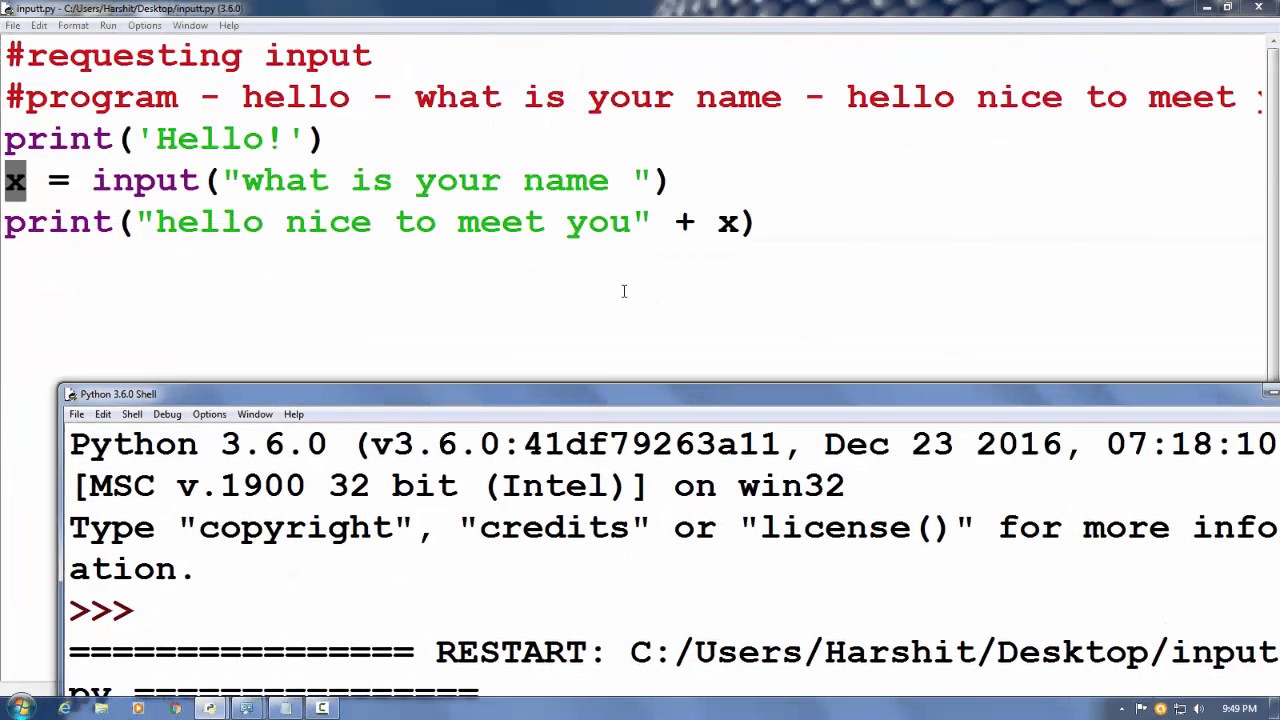 Python tutorial in Hindi 13 Requesting Input (Input