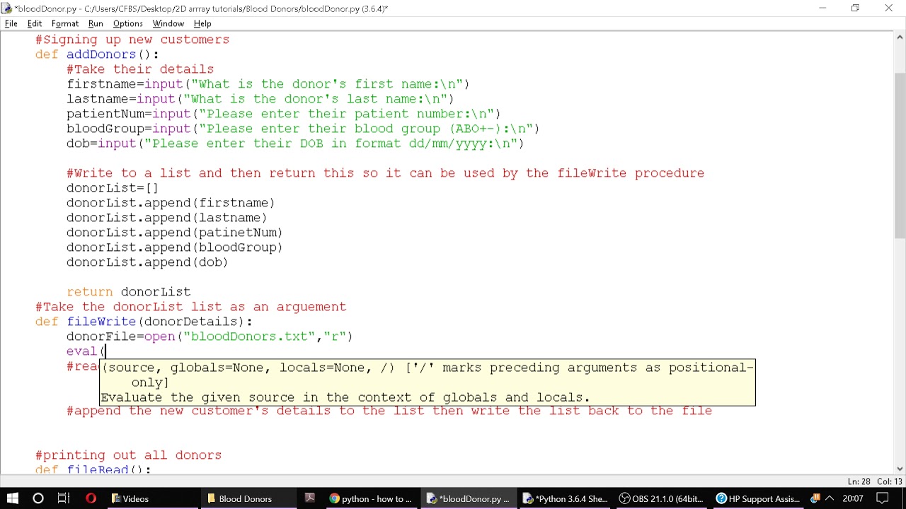 Python Tutorial 31 File writing using a 2D List YouTube
