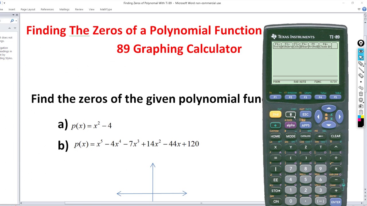 Finding The Zeros of a Polynomial Function With The TI89