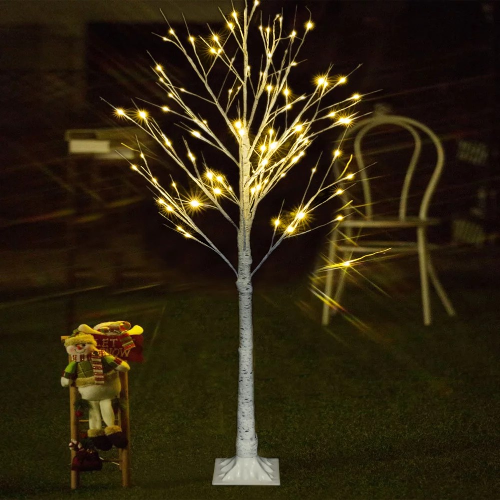 Prelit Birch Tree with Lights, 4 Ft White Christmas Tree