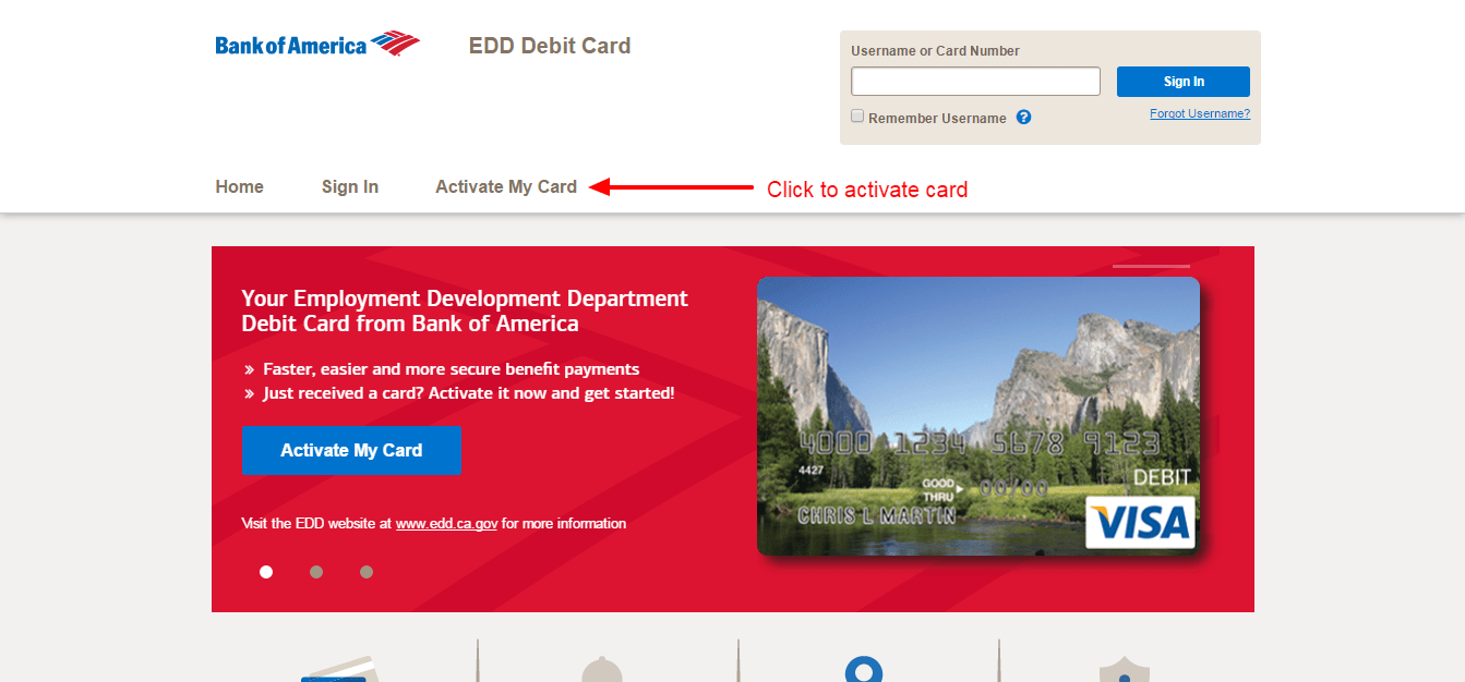 Bank of america edd debit card customer service number