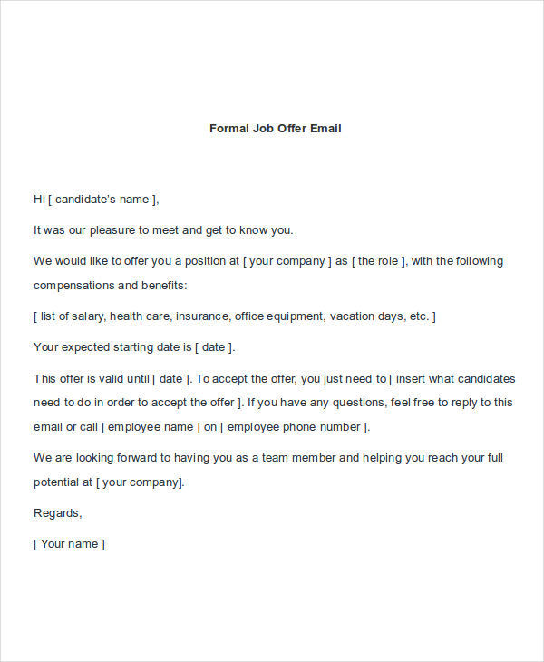 FREE 7+ Job Offer Email Examples & Samples in PDF DOC