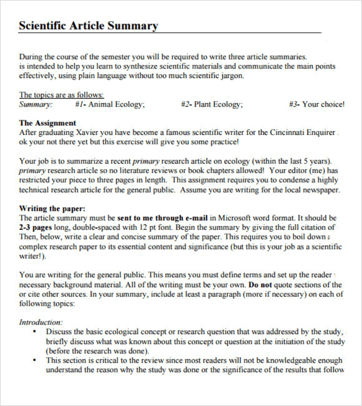 9+ Article Summary Templates PDF, DOC Free & Premium