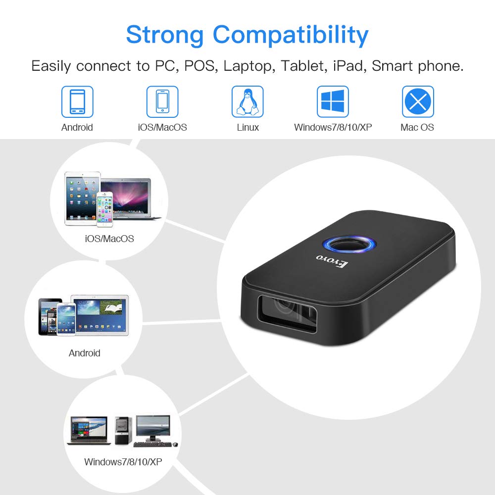 Eyoyo Mini CCD Bluetooth Barcode Scanner, 3in1 Bluetooth
