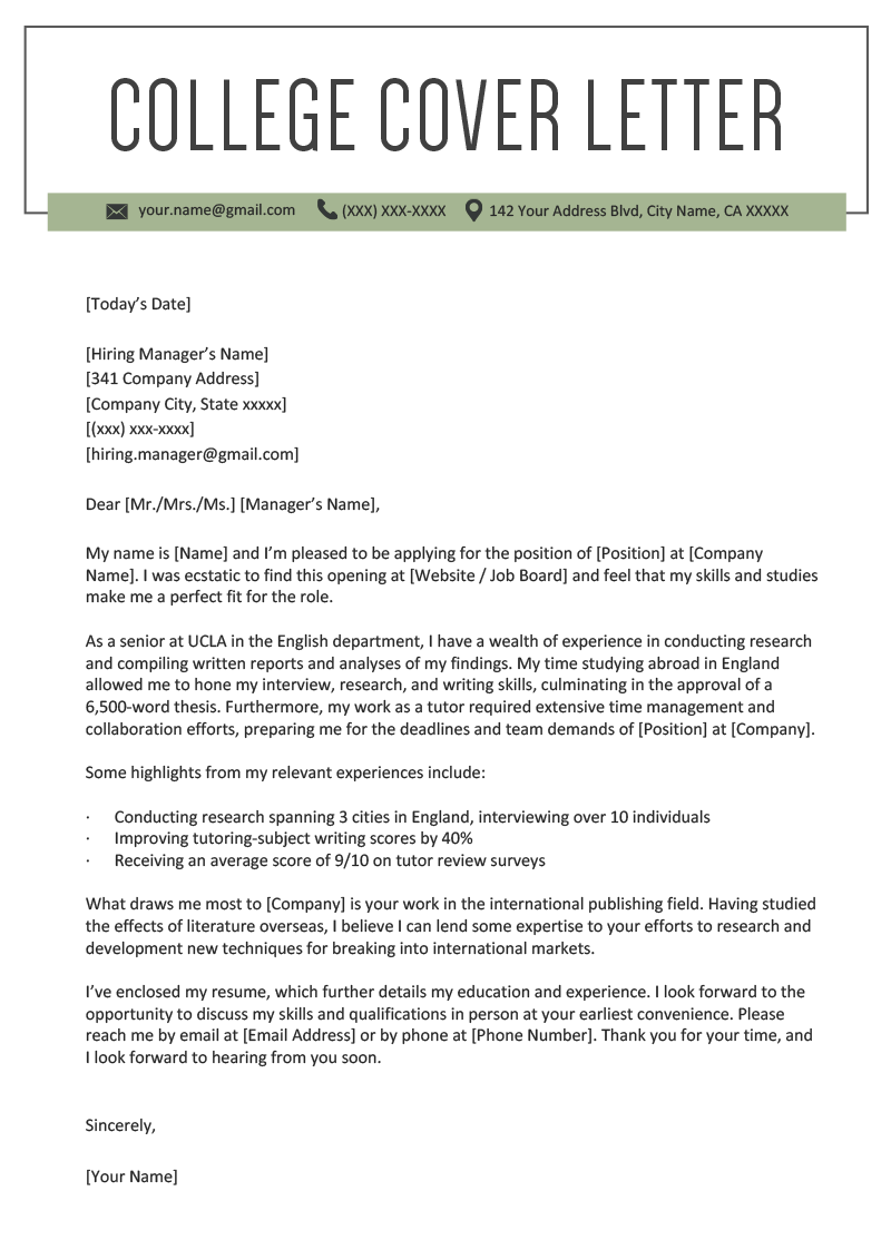 College Student Worker Cover Letter Sample Mt Home Arts