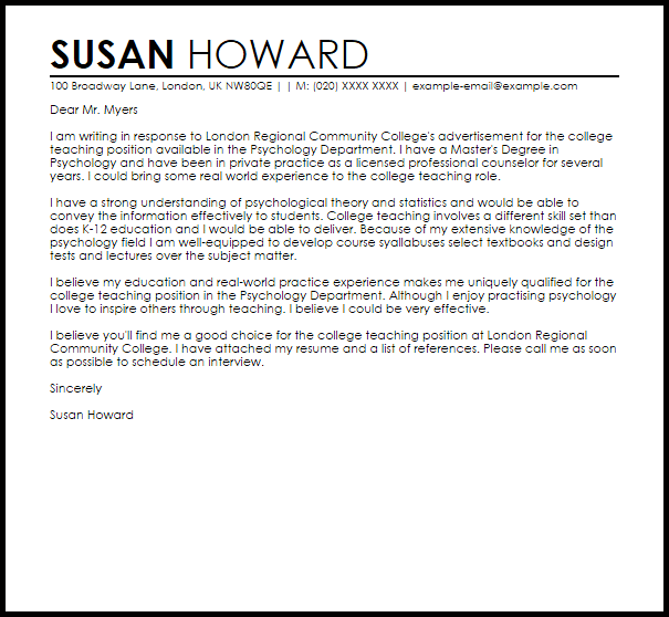 College Student Worker Cover Letter Sample Mt Home Arts