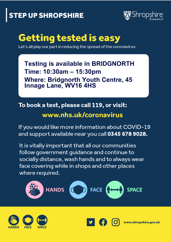 Coronavirus Testing available in Bridgnorth from today