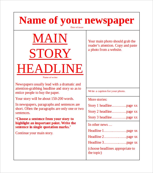 how to write a newspaper article template Google Search