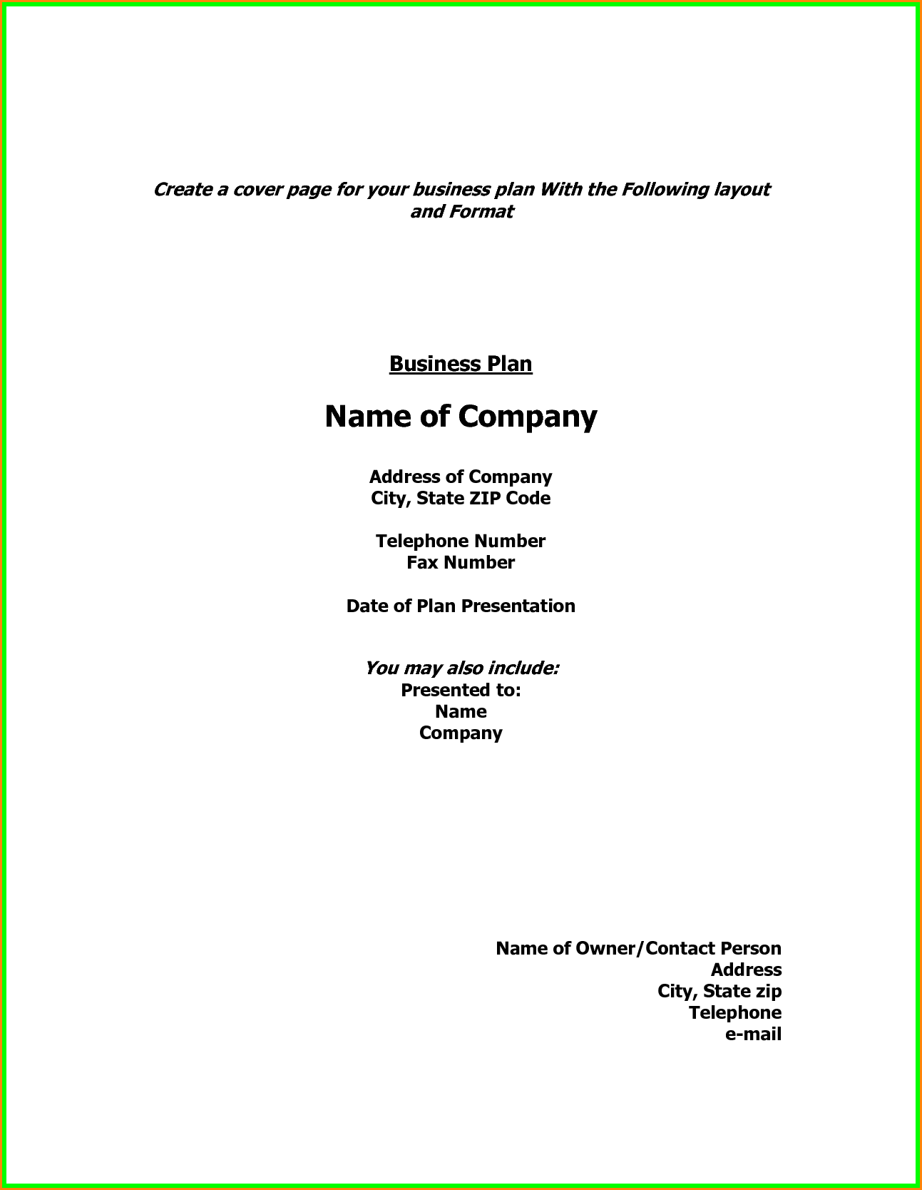 cover page business plan ver letter examples for sending