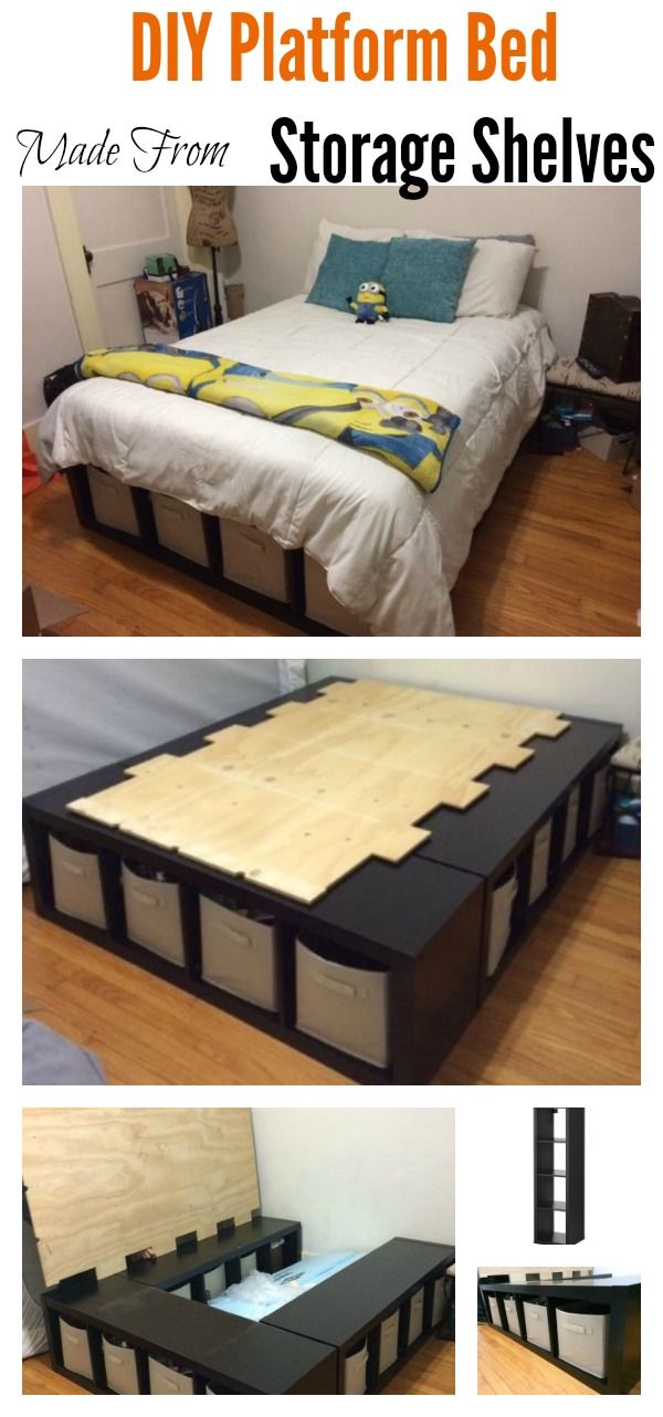 DIY Platform Bed Made From Storage Shelves Diy platform