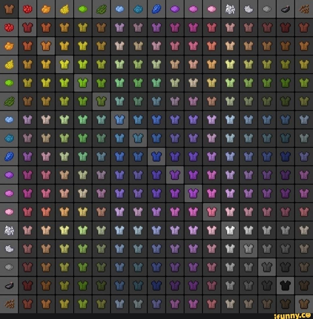 leather armor dye chart in 2021 Minecraft designs