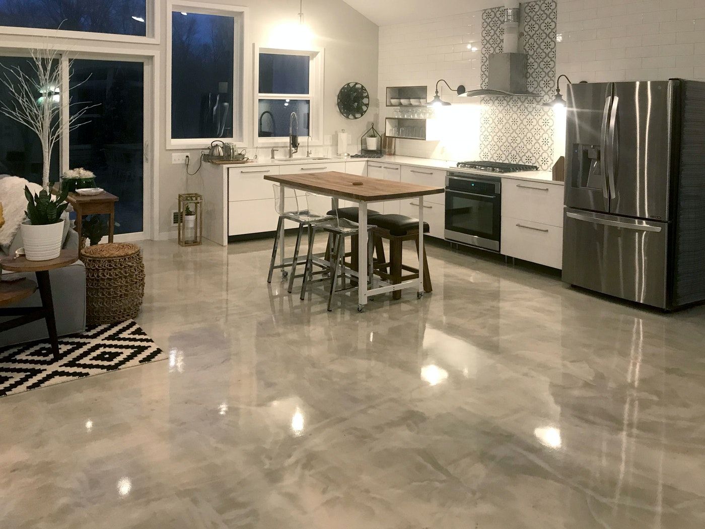 DIY Metallic Epoxy Flooring over gypsum underlayment for