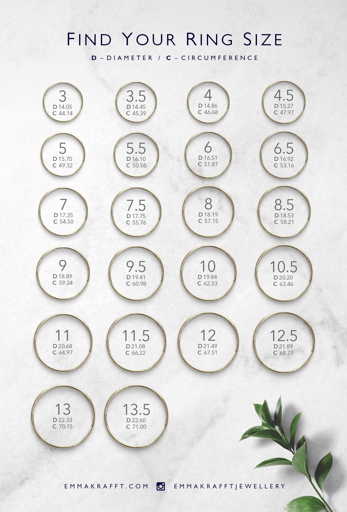 Easily and practically find your ring size with this handy