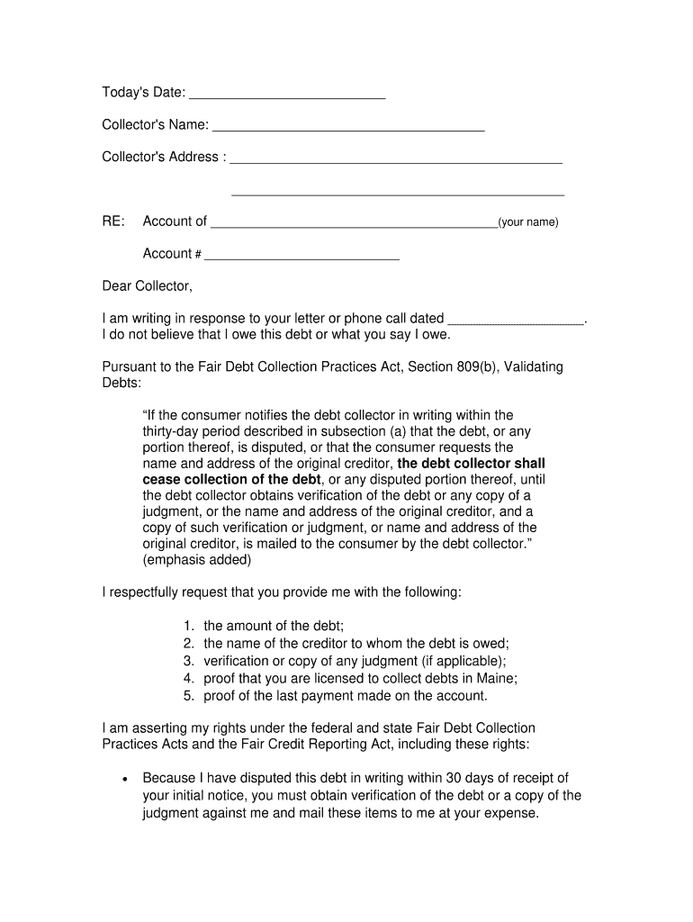 Collection Dispute Letter Pdf Fill Online, Printable