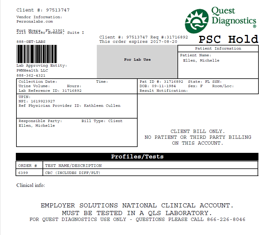 Quest Diagnostics Drug Test Results Online RETSULI