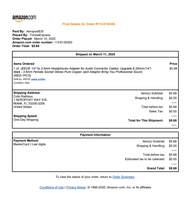 What should an Amazon invoice look like to be accepted