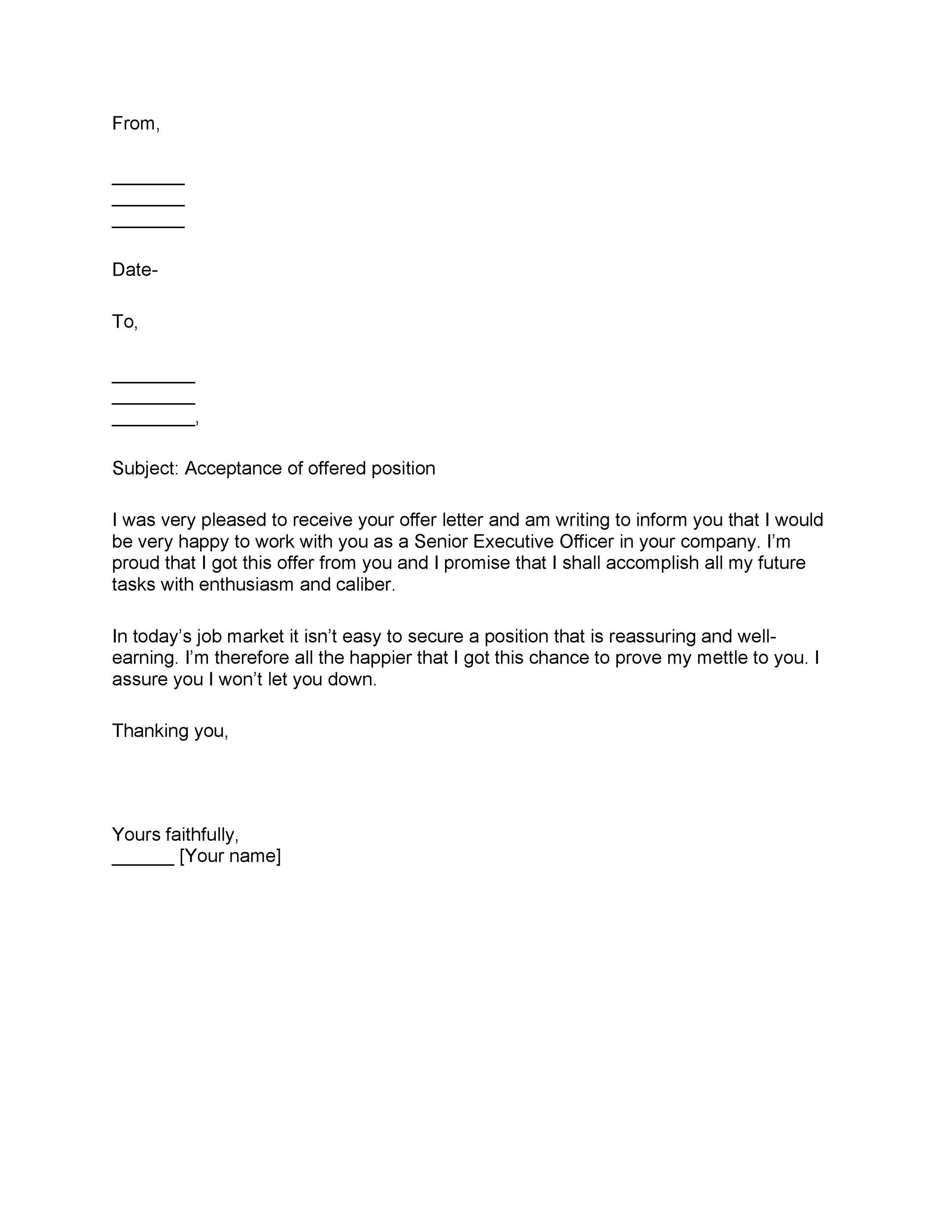 40 Professional Job Offer Acceptance Letter & Email