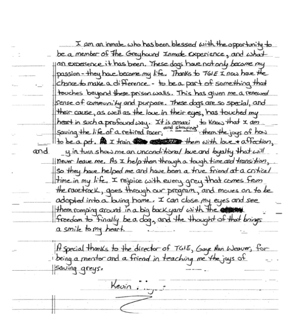 Letters for Inmate Trainers