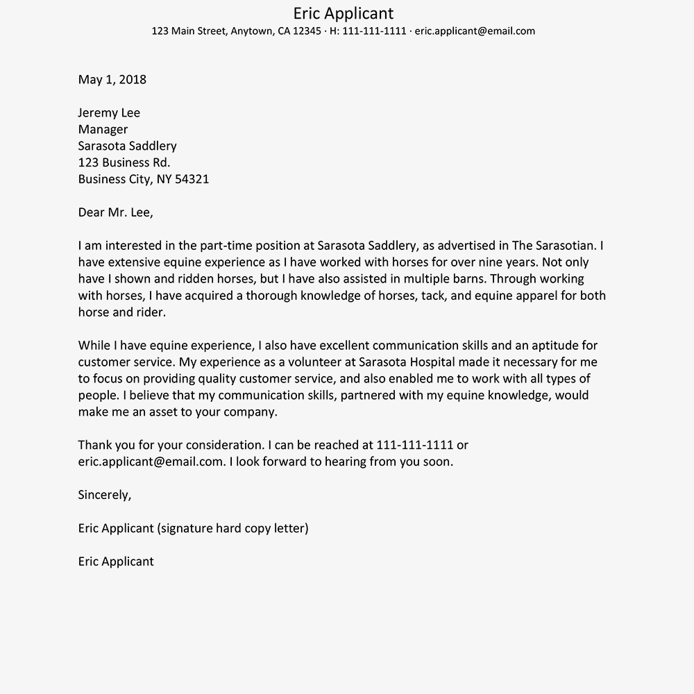 PartTime Job Cover Letter Examples and Writing Tips
