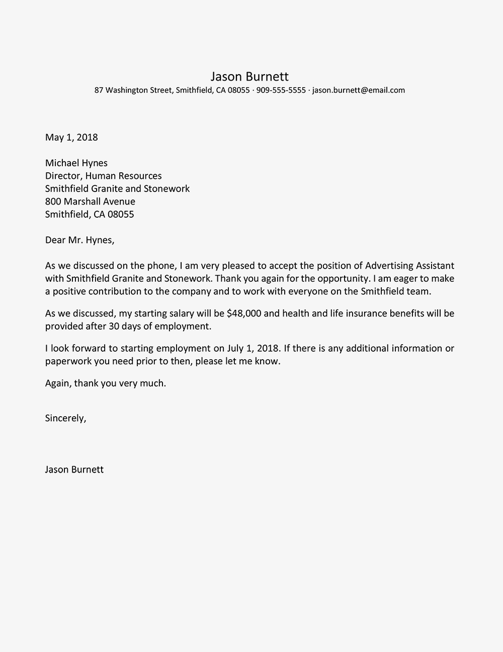How to Accept a Job Offer Sample Letters IMDiversity