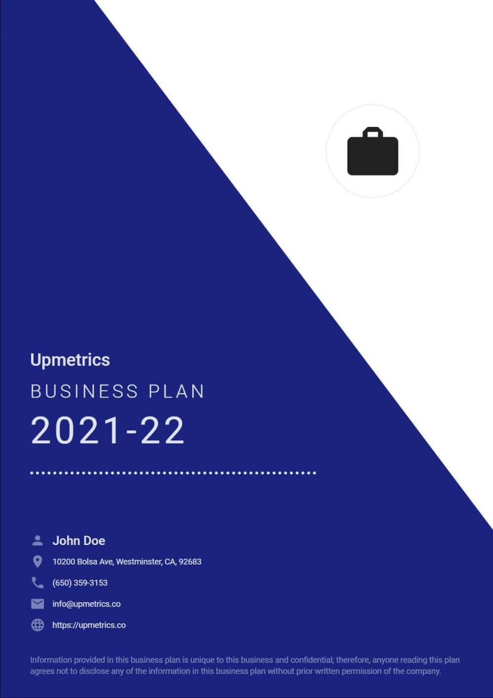 Business Plan Cover Page Designs [FREE DOWNLOAD] Upmetrics
