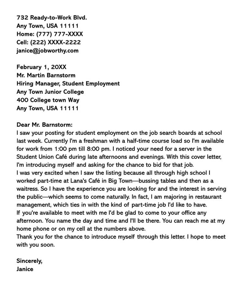Cover Letter for PartTime Job (12+ Sample Letters & Examples)
