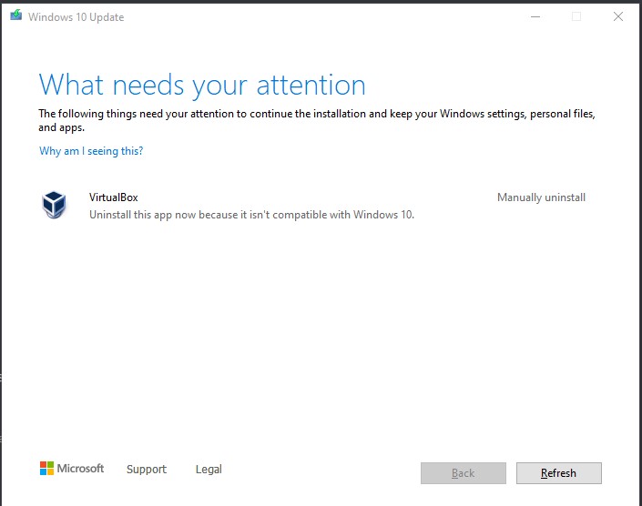[FIX] Uninstall Virtualbox to update Windows 10 Your